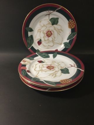 Set Of 4 Tienshan Fairfield Fine China Magnolia Pattern 8 " Salad Plates