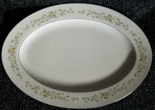 Debutante 12 1/8 " X 8.  5 " Oval Serving Platter By Sango Floral 3688 Platinum Rim