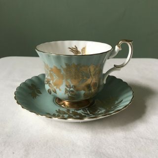 Royal Albert Vintage Series Bone China England Tea Cup&saucer - Gold/pale Green