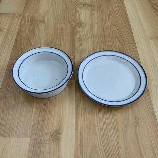 Vtg Dansk Blue Mist Bread 7in Plate & Rim Soup 6in Bowl Set Denmark