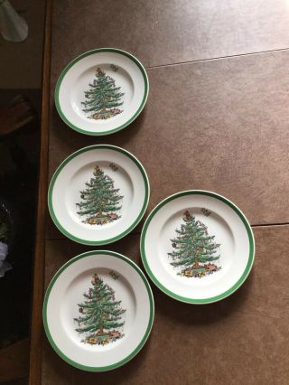 Set Of 4 Spode Christmas Tree 7 1/2” Lunch Plates England