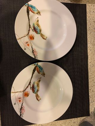 Set Of 2 - Lenox Simply Fine Chirp Bone China Salad Plates - 9 1/2 "