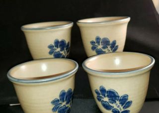 Set Of 4 Vintage Pfaltzgraff Folk Art Stoneware Custard Cups 6 Ounce