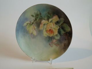 Vintage Ogden Merrill & Greer Hand Painted Floral White Rose 7 - 1/2 " Plate Omg