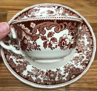Spode Copeland Cup & Saucer Set Rhine Pattern Brown Made In England