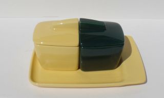 Vintage Franciscan El Patio Toastmaster Jam/jelly Set,  Green & Yellow