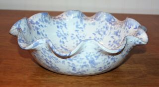 Bybee Pottery Stoneware Blue & White Spongeware Casserole Dish - Serving Bowl