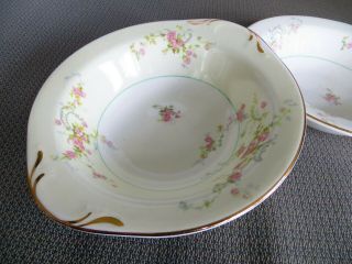 Two Vintage Pope Gosser Jean China 7 " Bowls Pink Lime Green Rose