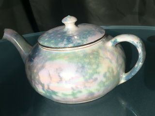 Vintage Royal Winton Blue/Green Luster Chintz Stacking Teapot 1930s - 1940s 4