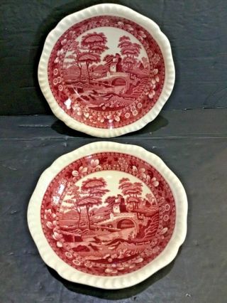 Set Of (2) Vintage Copeland Spode Tower Pink Coupe Cereal Bowls 6 - 3/8”
