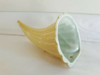 Vintage Red Wing Pottery Cornucopia Horn Of Plenty 441 Yellow Wall Pocket Vase