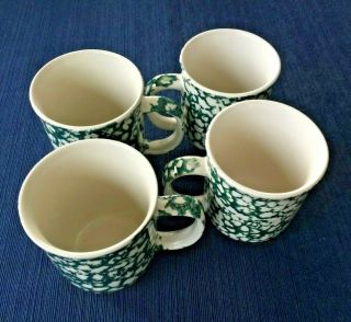 (4) Folk Craft Tienshan Moose Country Coffee Cups Mugs Green Sponge 8 Oz.