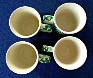 (4) Folk Craft Tienshan MOOSE COUNTRY Coffee Cups Mugs Green Sponge 8 Oz. 2