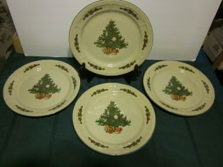 Christmas Stoneware Cx102 Set Of 4 Christmas Tree Dinner Plates 10 3/4 "
