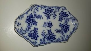 Vintage Johnson Brothers Claremont Semi Porcelain Flow Blue Trinket/serving Tray