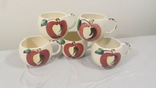 2 Vintage Purinton Slip Ware Apple Motif Tea Coffee Cups Mugs For Tobral03