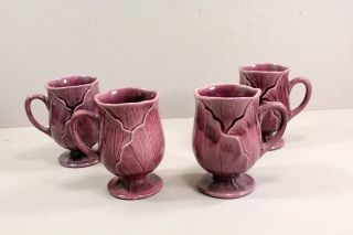 Purple Ceramic Cups / Mugs Cabbage Metlox Lotus Pattern Set Of 4
