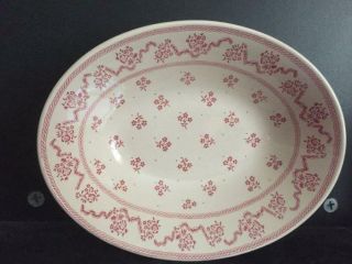 Johnson Brothers Laura Ashley Burgundy & Pink Petite Fleur Oval Serving Bowl Exc