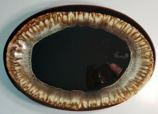 Pfaltzgraff Gourmet Brown Drip Oval Serving Platter 13 3/4 "