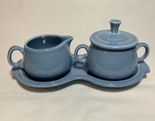 Homer Laughlin China Fiesta Cream and Sugar Set in Periwinkle (Retired Color) 2