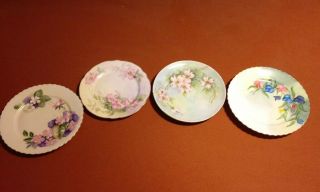 4pc Antique Bavarian China Schumann Royal Austria Hand Painted Porcelain Floral