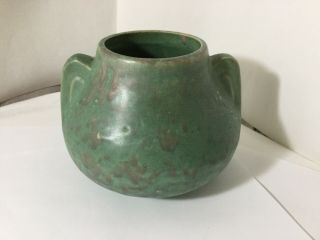 Vintage Brush Mccoy Art Pottery Matte Green Vellum Double Handled Vase