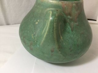 Vintage Brush McCoy Art Pottery Matte Green Vellum double Handled Vase 5