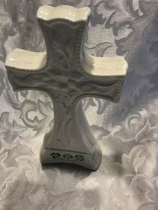 Vintage Belleek Cross 7 Inches Shamrock Easter Lilly Ceramic