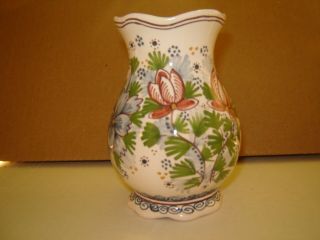 Makkum Hn Floral Design Vase 4 1/2 " Tall