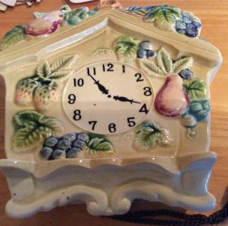 Vintage Fruit Coo Coo Clock Wall Pocket Made In Japan -
