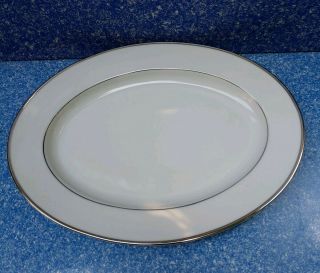 Noritake Spectrum Fine China White Platinum Rim 2983 Oval Serving Platter