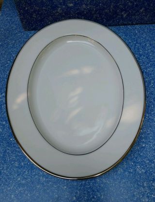 NORITAKE SPECTRUM FINE CHINA WHITE PLATINUM RIM 2983 oval serving platter 2