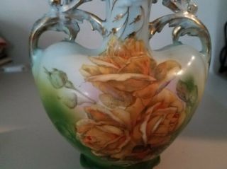 Antique Vintage Royal Bayreuth Rose Double Handled Vase