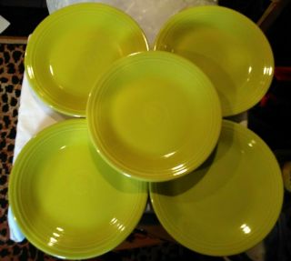 Fiesta Ware Lemongrass Green Dinner Plate 10 - 1/2 " Set Of 5 Bin 1048