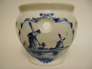 Delft Blue " Made In Holland " Planter Or Candle Holder