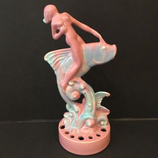 Royal Heager Naked Girl On Fish Flower Frog AS - IS 1940’s Art Deco 2