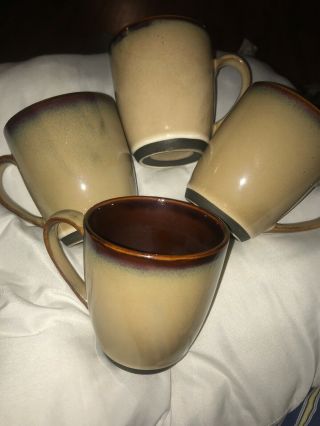 Set Of 4 Sango Nova Brown Coffee Tea Mugs Cups 4933 4 " Tall