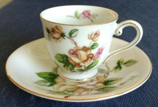 Lynmore Fine China Japan “golden Rose” Demitasse Cup And Saucer White