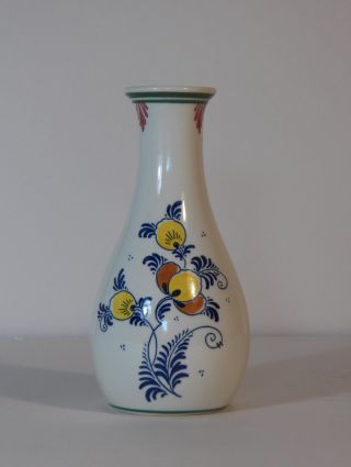 Delft PolyChrome Floral Porcelain Vase Made In Holland Vintage 2