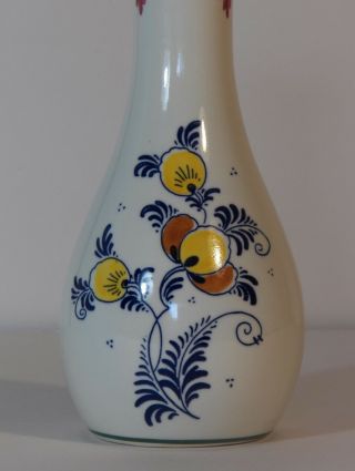 Delft PolyChrome Floral Porcelain Vase Made In Holland Vintage 3