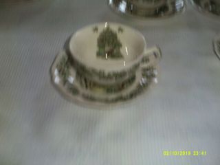 Vintage Johnson Bros Merry Christmas Cup & Saucer,  Tree motif inside cup RARE 2