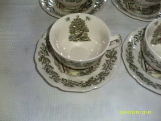 Vintage Johnson Bros Merry Christmas Cup & Saucer,  Tree motif inside cup RARE 3
