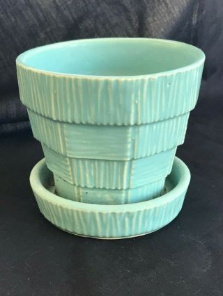 Mccoy Blue Basketweave Flower Pot