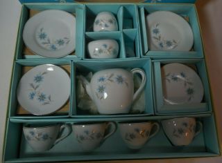 Vintage Nib 16 Piece Porcelain Toy Tea Set
