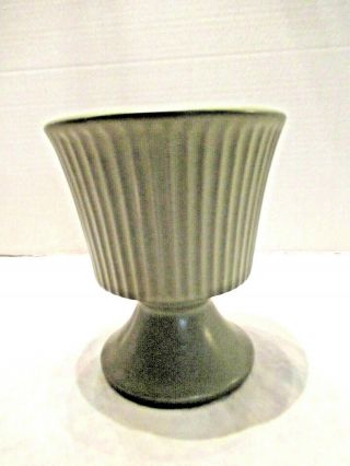 Vintage Mccoy Floraline Pottery Ribbed Pedestal Planter 473 Avocado Green