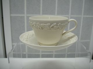 Wedgwood Queens Ware,  White On White,  Barlaston Of Etruria,  Cup & Saucer