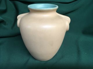 Pottery Coors 6” Tall Vase Tan And Green.