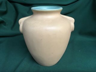 Pottery Coors 6” Tall Vase Tan And Green. 2