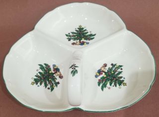 Nikko Happy Holidays 3 - Section Serving Tray Candy Dish Christmas Tree Design