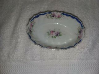 Vintage Nippon Hand Painted Cobalt Blue And Floral Soap Dish